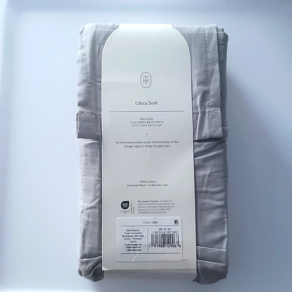 Threshold Twin 300 Thread Count Ultra Soft Flat Sheet Gray - Picture 6 of 6